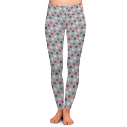 Red & Gray Polka Dots Ladies Leggings - Extra Small