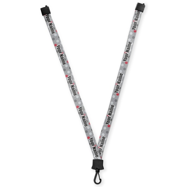 Custom Red & Gray Polka Dots Lanyard (Personalized)