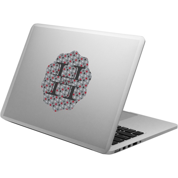 Custom Red & Gray Polka Dots Laptop Decal (Personalized)