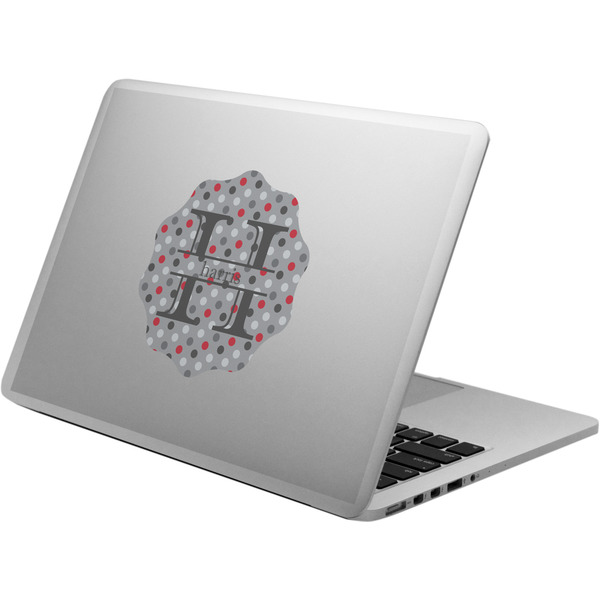 Custom Red & Gray Polka Dots Laptop Decal (Personalized)