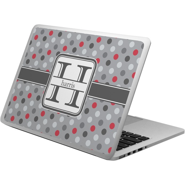 Custom Red & Gray Polka Dots Laptop Skin - Custom Sized (Personalized)