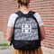 Red & Gray Polka Dots Large Backpack - Black - On Back