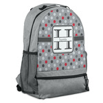 Red & Gray Polka Dots Backpack - Grey (Personalized)