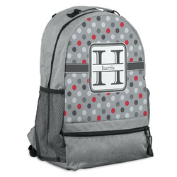 Red & Gray Polka Dots Backpack (Personalized)