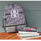 Red & Gray Polka Dots Large Backpack - Gray - On Desk