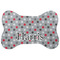 Red & Gray Polka Dots Bone Shaped Dog Food Mat (Personalized)