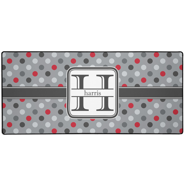 Custom Red & Gray Polka Dots Gaming Mouse Pad (Personalized)