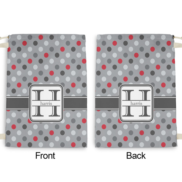 Red & Gray Polka Dots Large Laundry Bag - Front & Back View