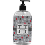 Red & Gray Polka Dots Plastic Soap / Lotion Dispenser (Personalized)