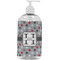 Red & Gray Polka Dots Plastic Soap / Lotion Dispenser (16 oz - Large - White) (Personalized)