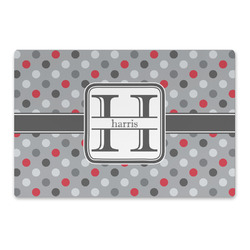 Red & Gray Polka Dots Large Rectangle Car Magnet (Personalized)