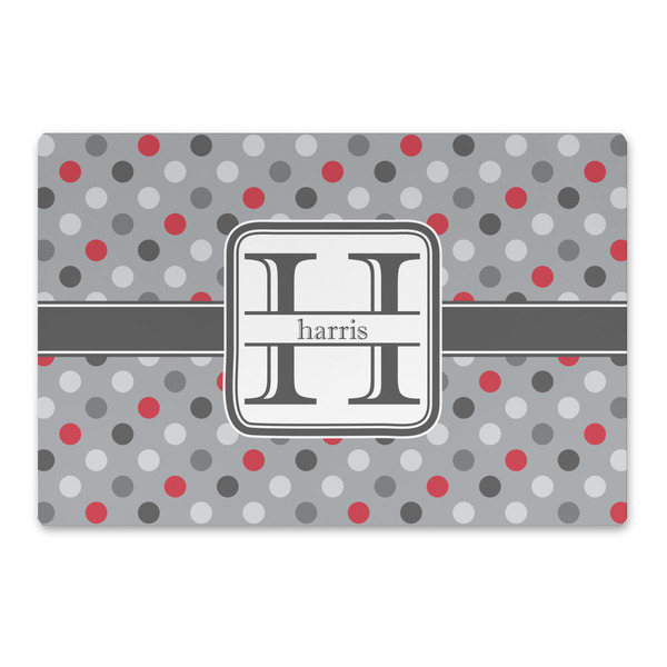 Custom Red & Gray Polka Dots Large Rectangle Car Magnet (Personalized)