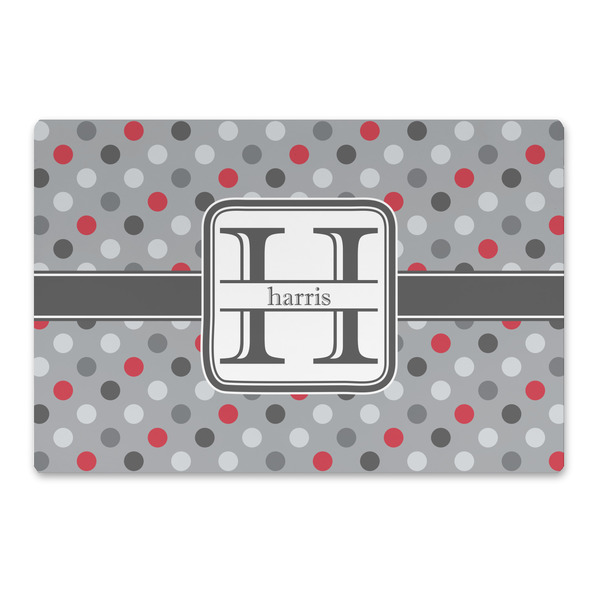 Custom Red & Gray Polka Dots Large Rectangle Car Magnet (Personalized)