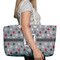 Red & Gray Polka Dots Large Rope Tote Bag - In Context View