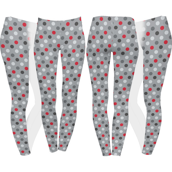 Red & Gray Polka Dots Leggings Turn Around - Apvl