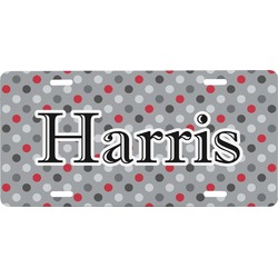 Red & Gray Polka Dots Front License Plate (Personalized)