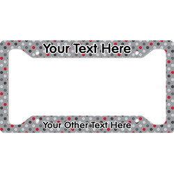 Red & Gray Polka Dots License Plate Frame - Style A (Personalized)