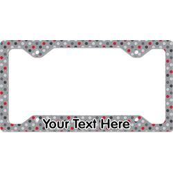 Red & Gray Polka Dots License Plate Frame - Style C (Personalized)