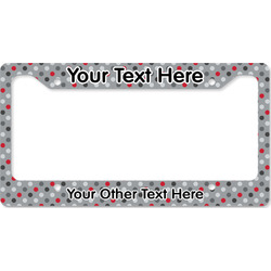 Red & Gray Polka Dots License Plate Frame - Style B (Personalized)