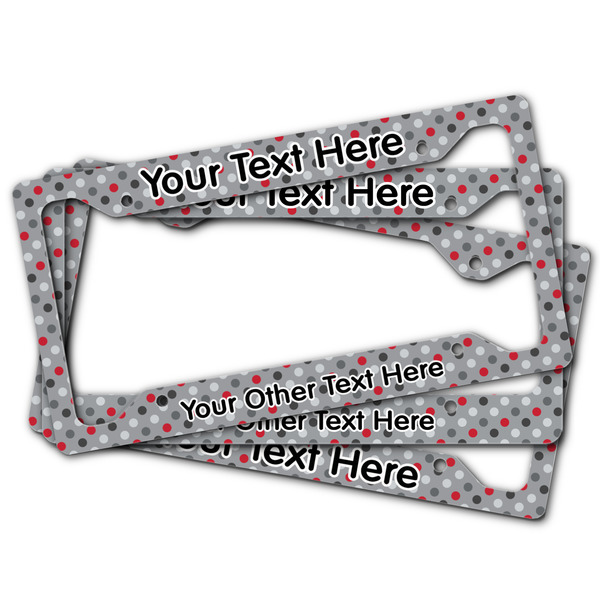 Red & Gray Polka Dots License Plate Frames - (PARENT MAIN)