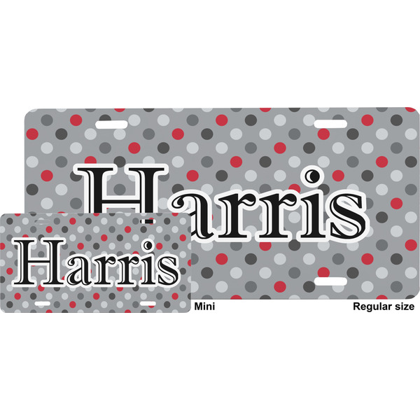 Red & Gray Polka Dots License Plate (Sizes)