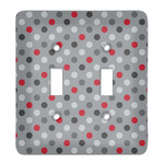 Red & Gray Polka Dots Light Switch Cover (2 Toggle Plate)