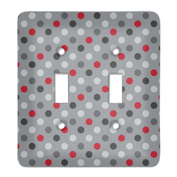 Red & Gray Polka Dots Light Switch Cover (2 Toggle Plate)