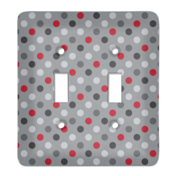 Custom Red & Gray Polka Dots Light Switch Cover (2 Toggle Plate)