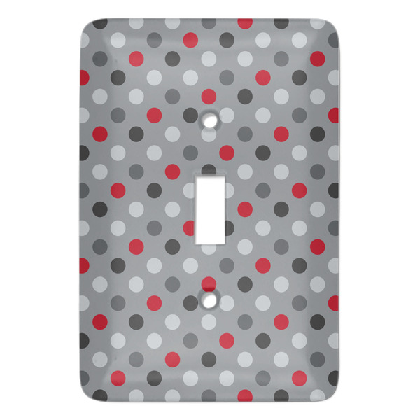 Custom Red & Gray Polka Dots Light Switch Cover (Single Toggle)