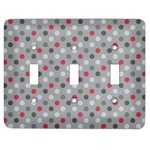 Red & Gray Polka Dots Light Switch Cover (3 Toggle Plate)