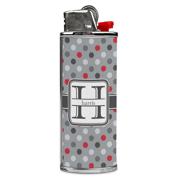Custom Red & Gray Polka Dots Case for BIC Lighters (Personalized)