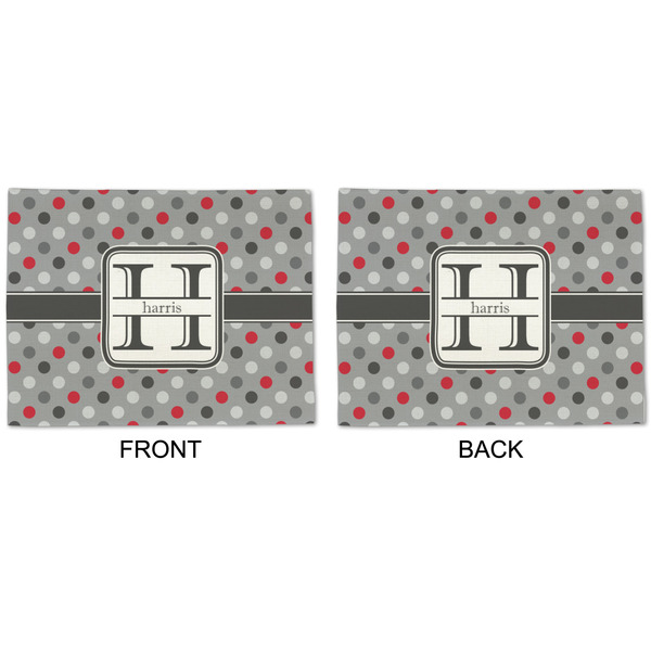 Red & Gray Polka Dots Linen Placemat - APPROVAL (double sided)