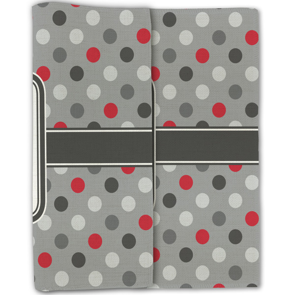 Red & Gray Polka Dots Linen Placemat - Folded Half (double sided)