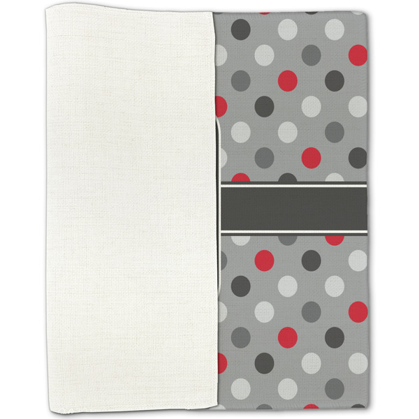 Red & Gray Polka Dots Linen Placemat - Folded Half