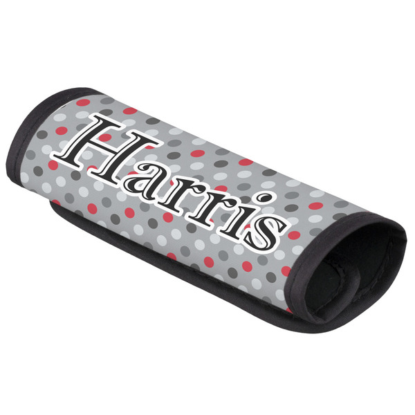 Custom Red & Gray Polka Dots Luggage Handle Cover (Personalized)