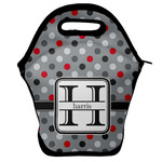 Red & Gray Polka Dots Lunch Bag w/ Name and Initial