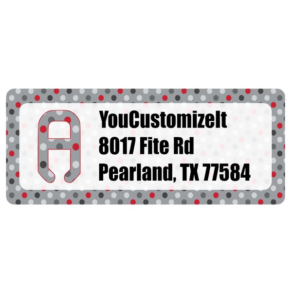 Custom Red & Gray Polka Dots Return Address Labels (Personalized)