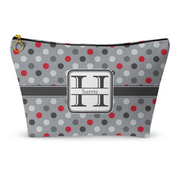 Red & Gray Polka Dots Makeup Bag - Large - 12.5"x7" (Personalized)