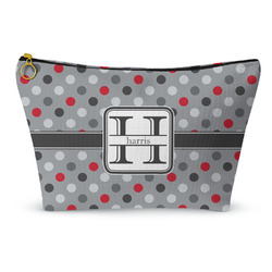 Red & Gray Polka Dots Makeup Bag - Small - 8.5"x4.5" (Personalized)