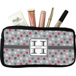 Red & Gray Polka Dots Makeup / Cosmetic Bag - Small (Personalized)