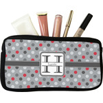Red & Gray Polka Dots Makeup / Cosmetic Bag - Small (Personalized)