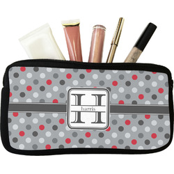 Red & Gray Polka Dots Makeup / Cosmetic Bag (Personalized)