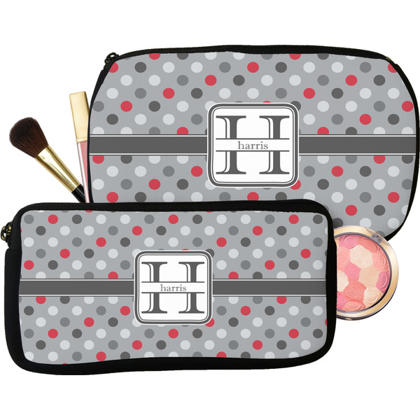 Red & Gray Polka Dots Makeup / Cosmetic Bags (Select Size)