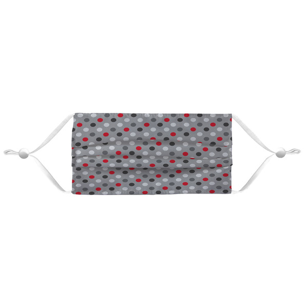 Red & Gray Polka Dots Mask - Pleated (new) APPROVAL