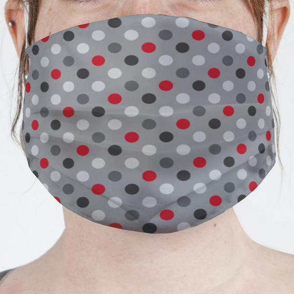 Custom Red & Gray Polka Dots Face Mask Cover
