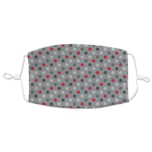 Custom Red & Gray Polka Dots Adult Cloth Face Mask - XLarge
