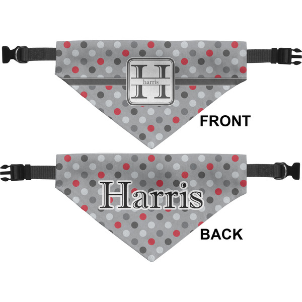 Red & Gray Polka Dots Medium Dog Bandana Approval
