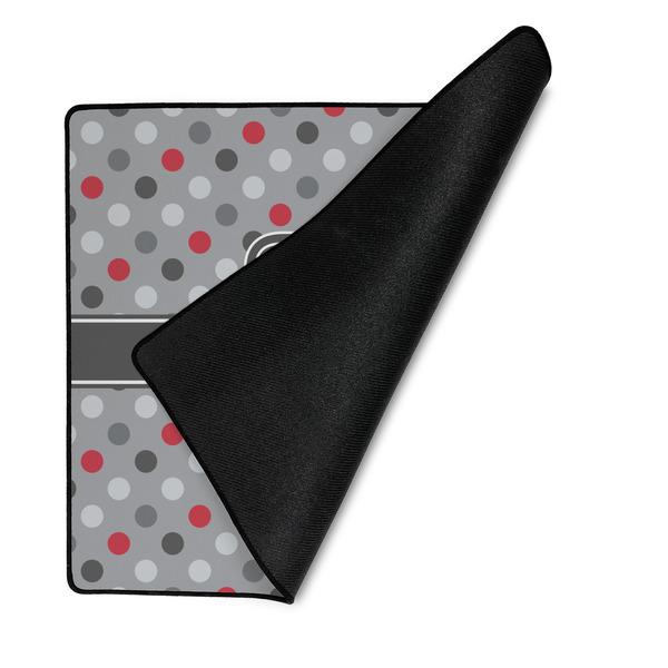 Red & Gray Polka Dots Medium Gaming Mats - FRONT W/FOLD