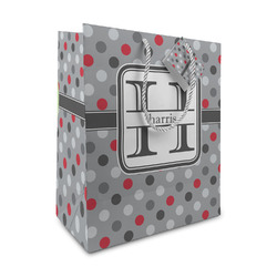 Red & Gray Polka Dots Medium Gift Bag (Personalized)