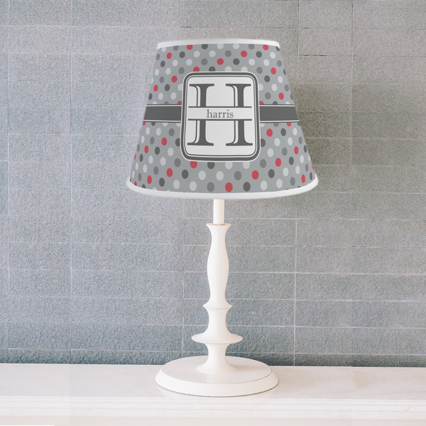 Red & Gray Polka Dots Poly Film Empire Lampshade - Lifestyle
